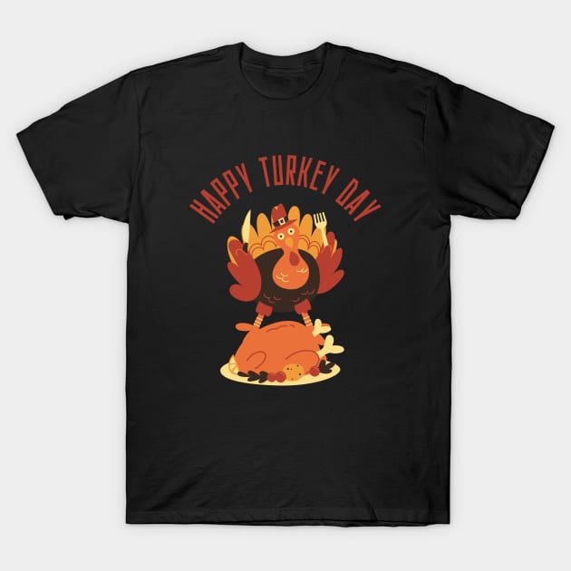 Funny Eating On Turkey Day T-Shirt by Jaman Store